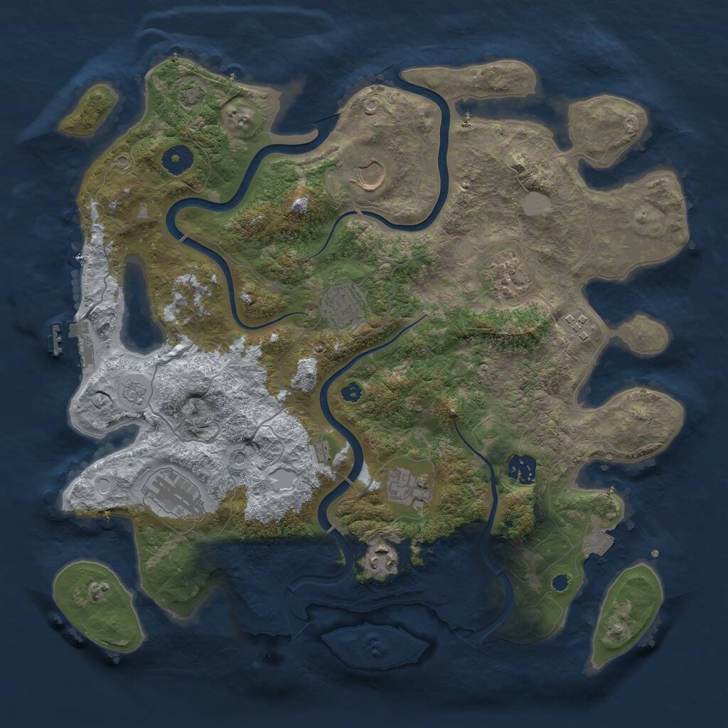 Rust Map: Procedural Map, Size: 3700, Seed: 5489537, 13 Monuments