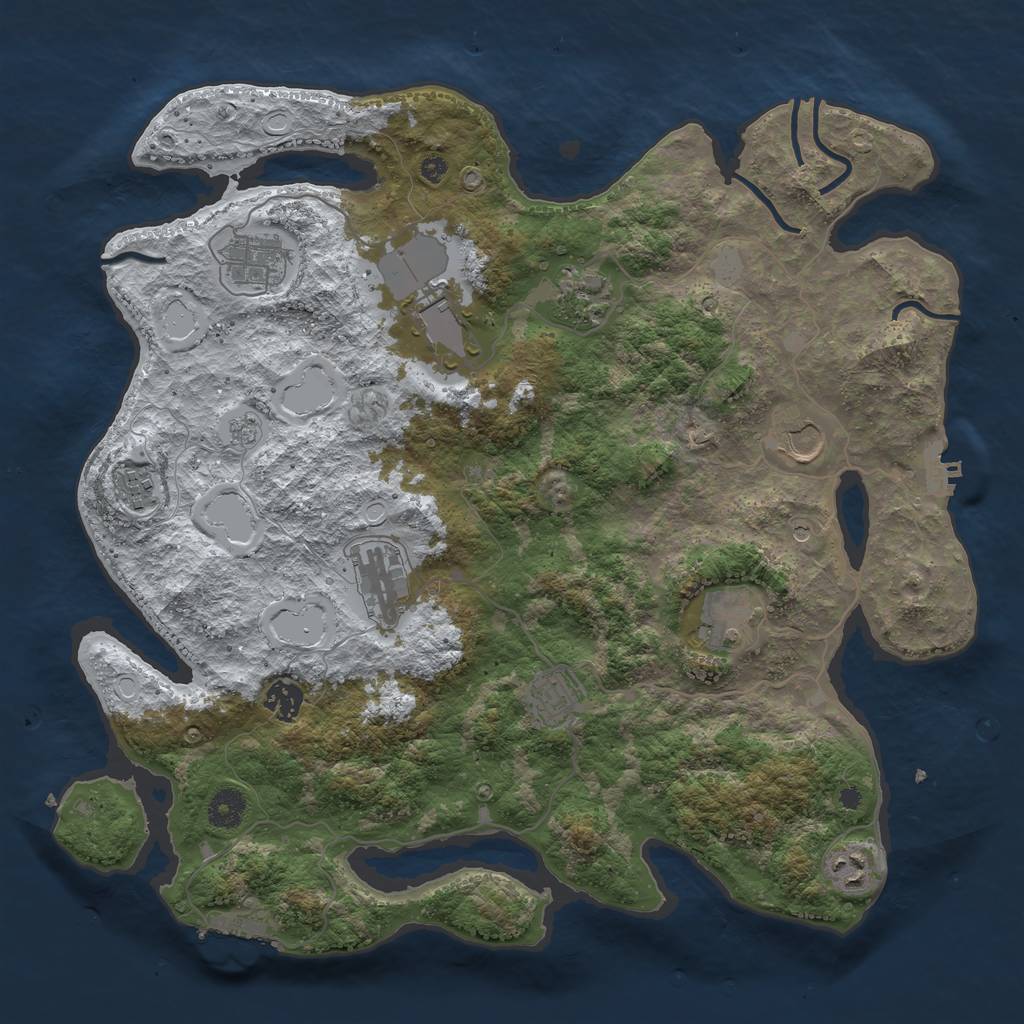 Rust Map: Procedural Map, Size: 3950, Seed: 1931683344, 19 Monuments