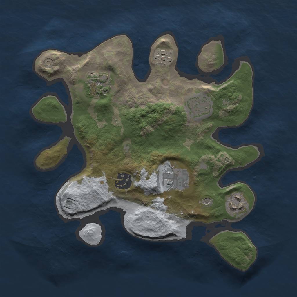 Rust Map: Barren, Size: 2600, Seed: 3000, 9 Monuments