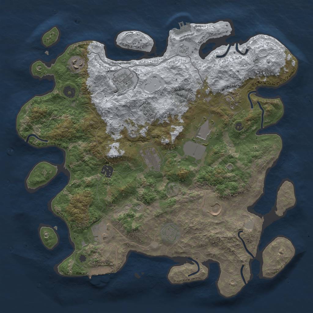 Rust Map: Procedural Map, Size: 3850, Seed: 65, 19 Monuments