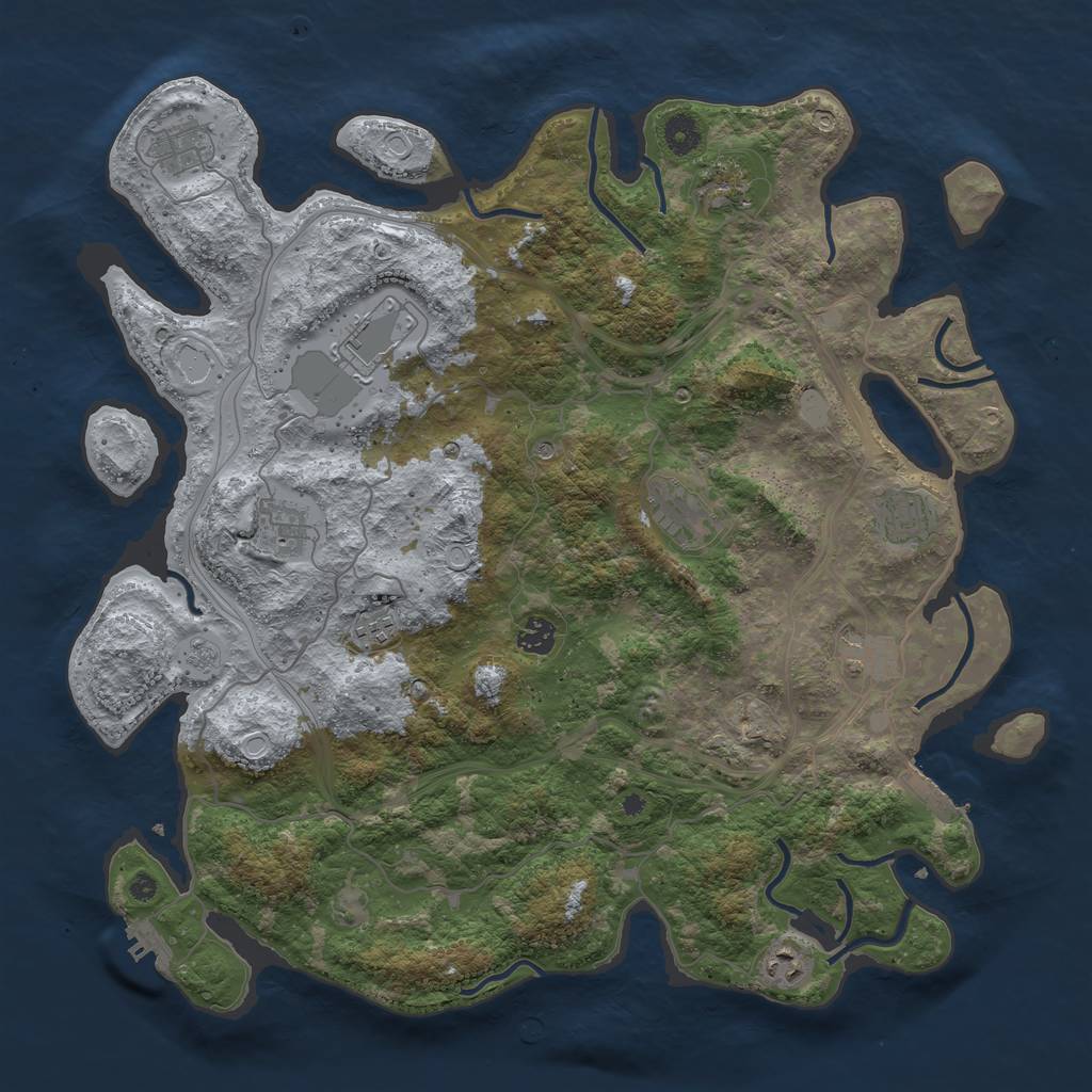 Rust Map: Procedural Map, Size: 4300, Seed: 417743, 17 Monuments