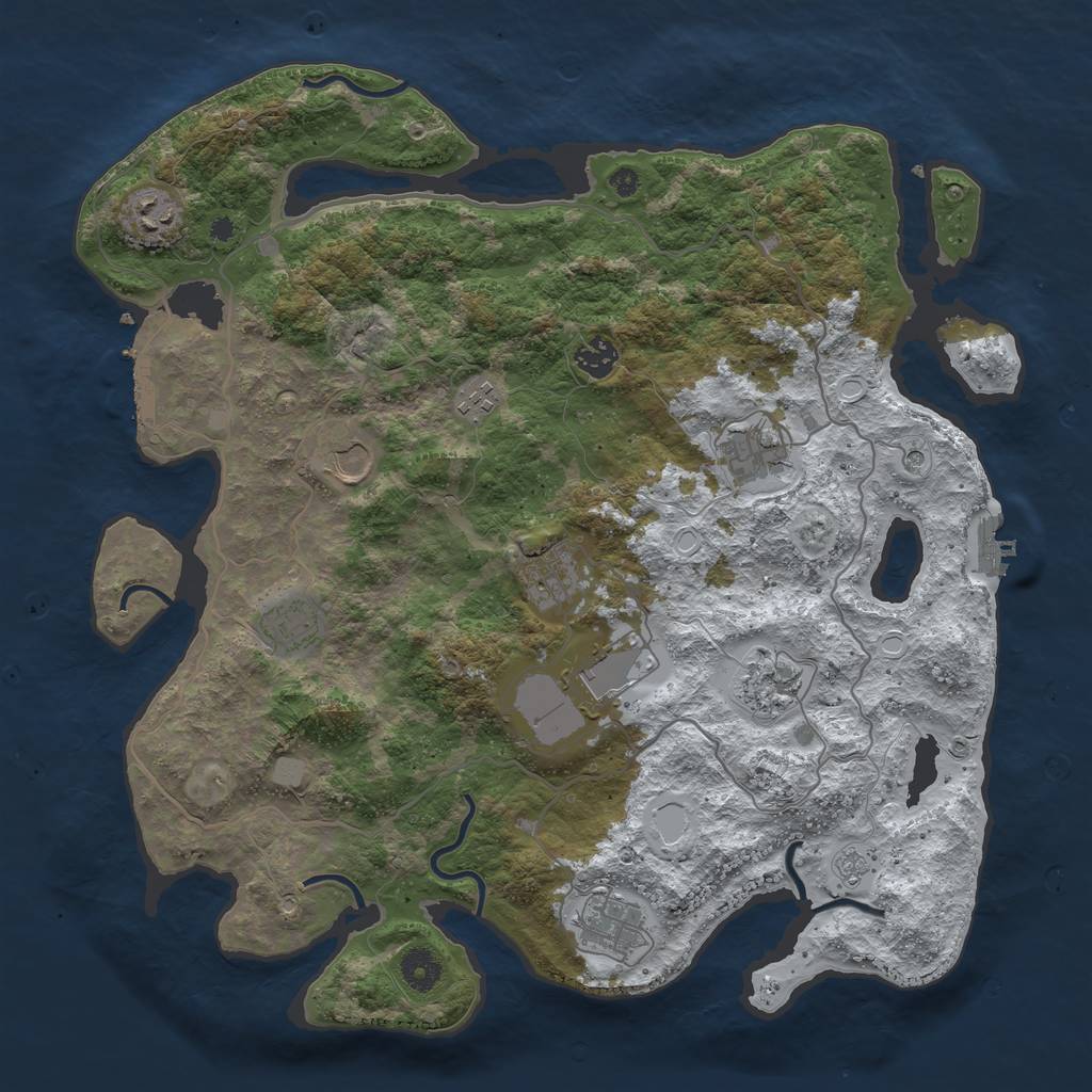 Rust Map: Procedural Map, Size: 4000, Seed: 197308461, 19 Monuments