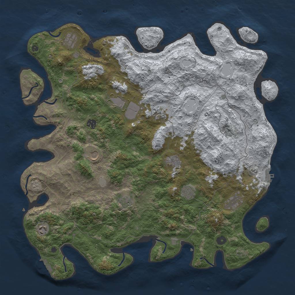 Rust Map: Procedural Map, Size: 4650, Seed: 5673502, 20 Monuments