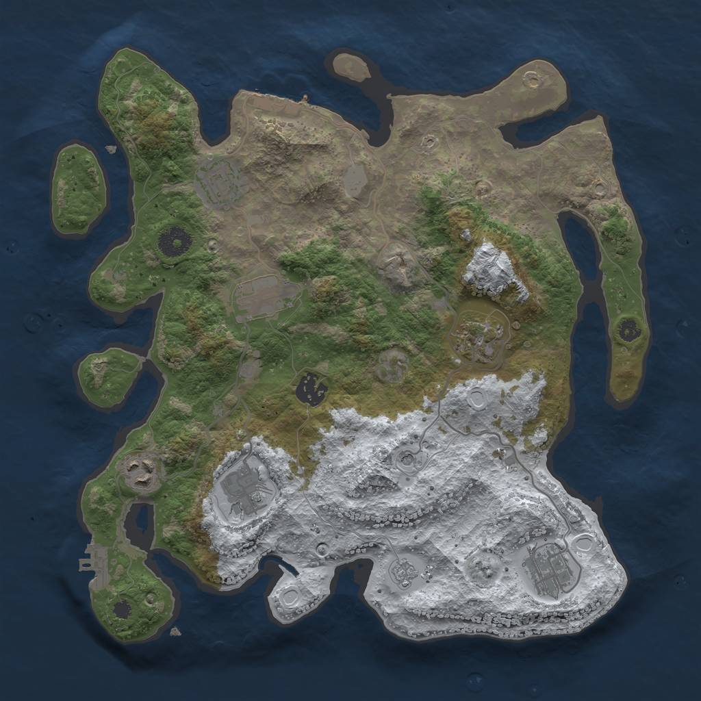 Rust Map: Procedural Map, Size: 3400, Seed: 163456, 16 Monuments