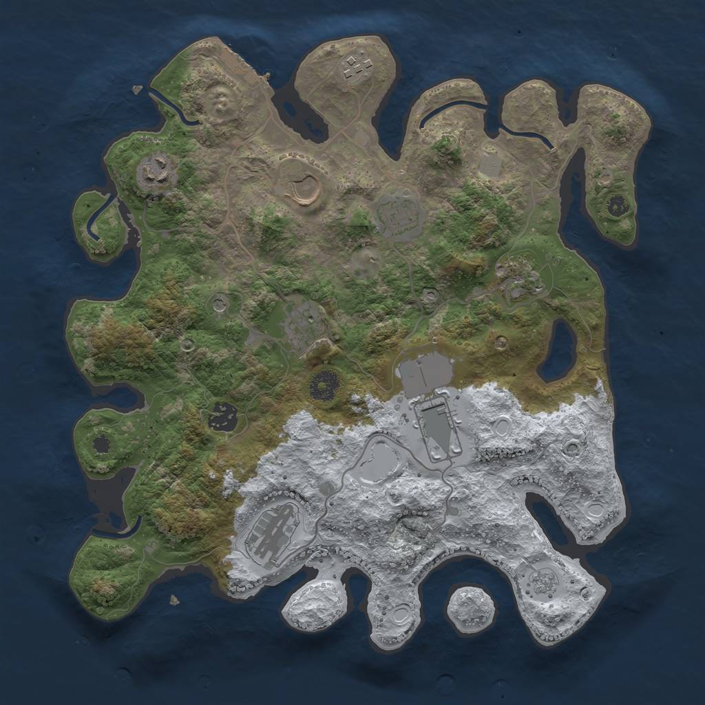Rust Map: Procedural Map, Size: 3500, Seed: 1623158, 17 Monuments