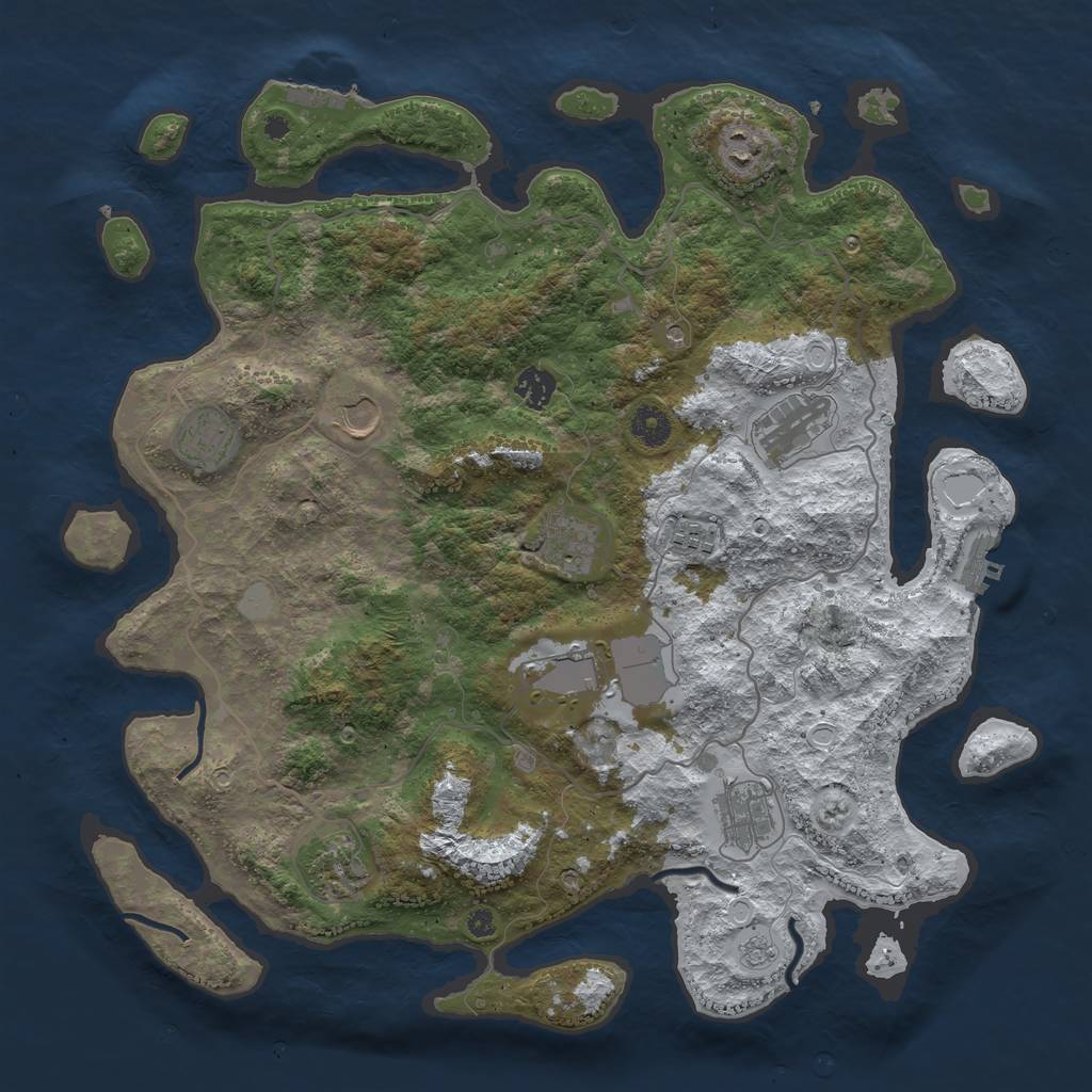 Rust Map: Procedural Map, Size: 4050, Seed: 2001507, 19 Monuments