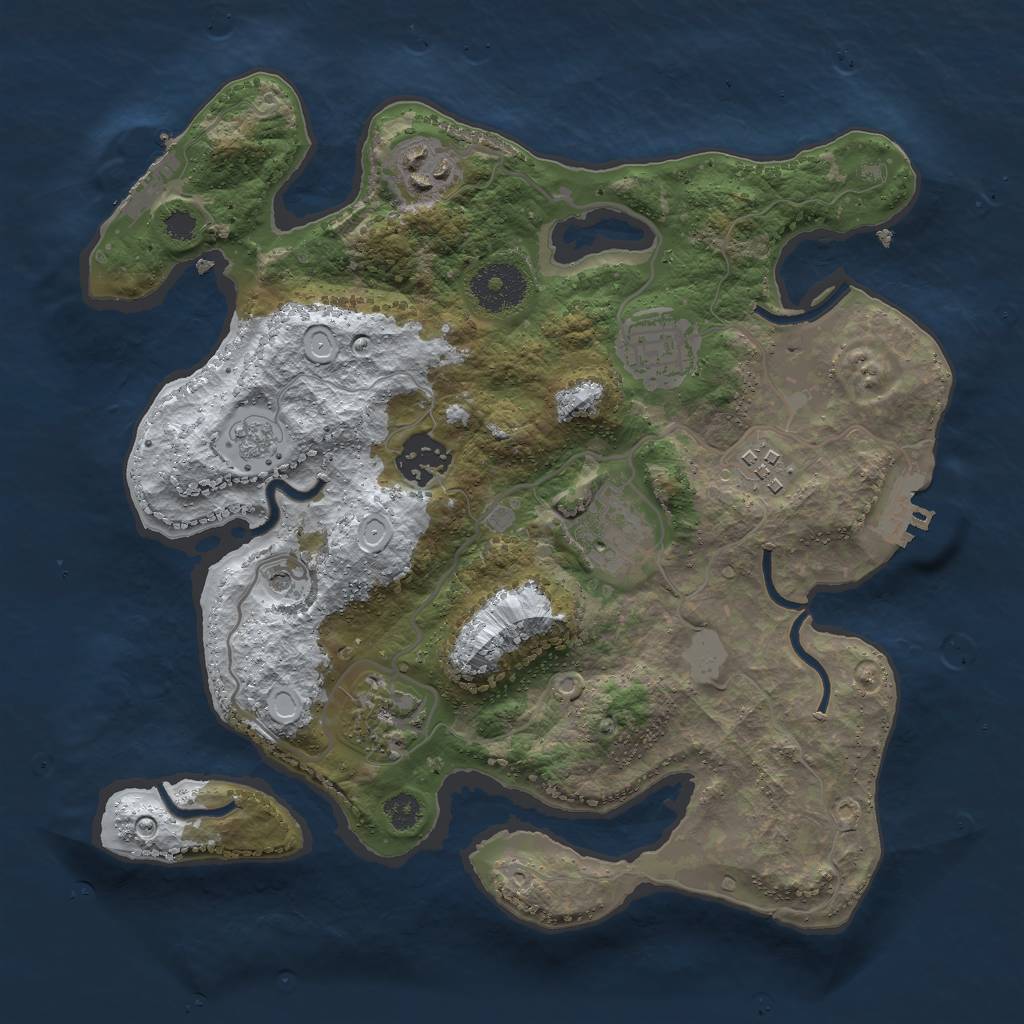 Rust Map: Procedural Map, Size: 3000, Seed: 2056765438, 15 Monuments
