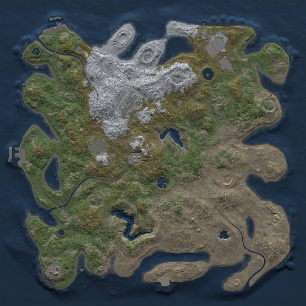 Rust Map: Procedural Map, Size: 4050, Seed: 1243566180, 14 Monuments