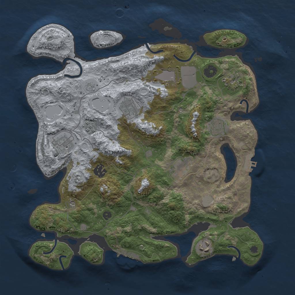 Rust Map: Procedural Map, Size: 3500, Seed: 643677, 18 Monuments