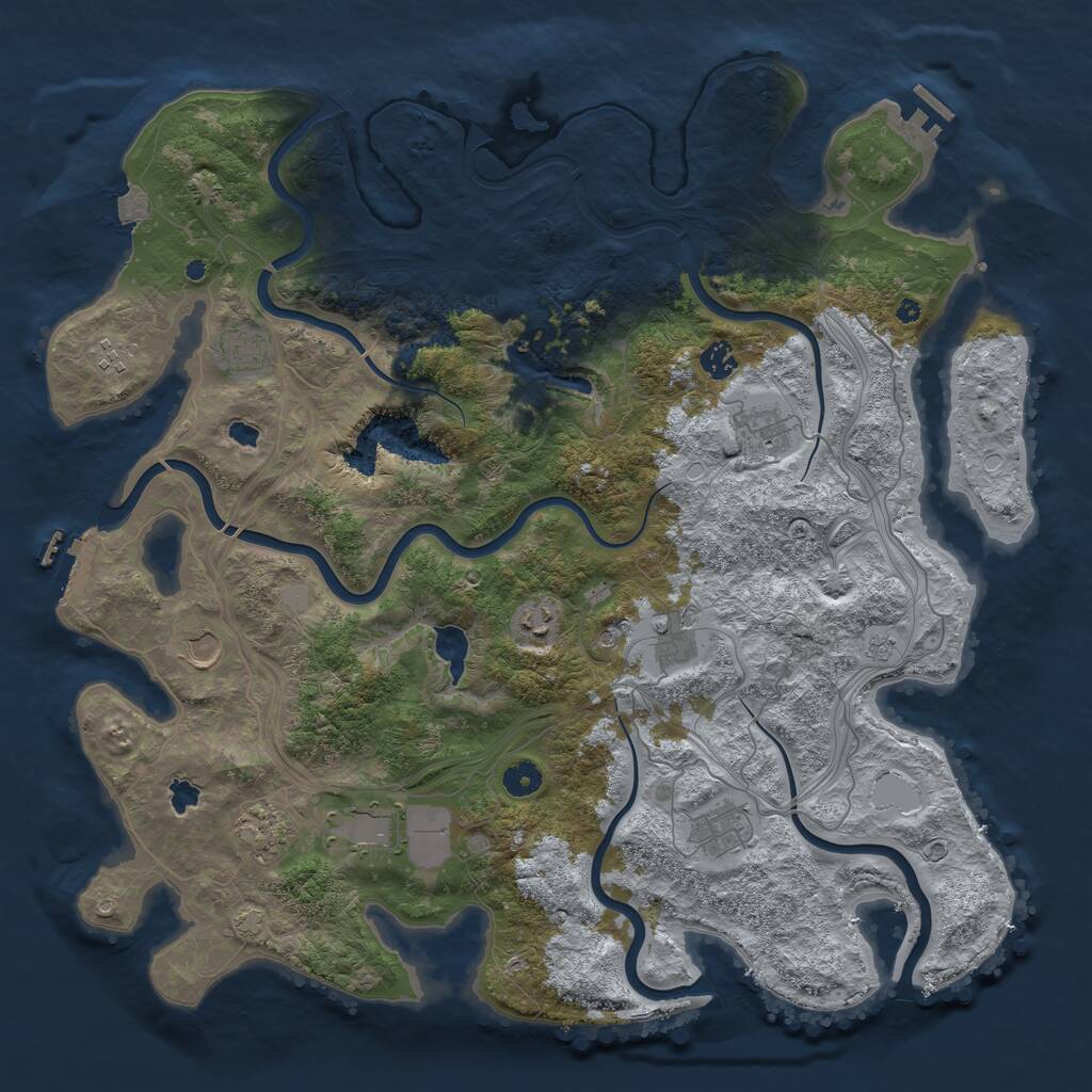 Rust Map: Procedural Map, Size: 4500, Seed: 14, 16 Monuments