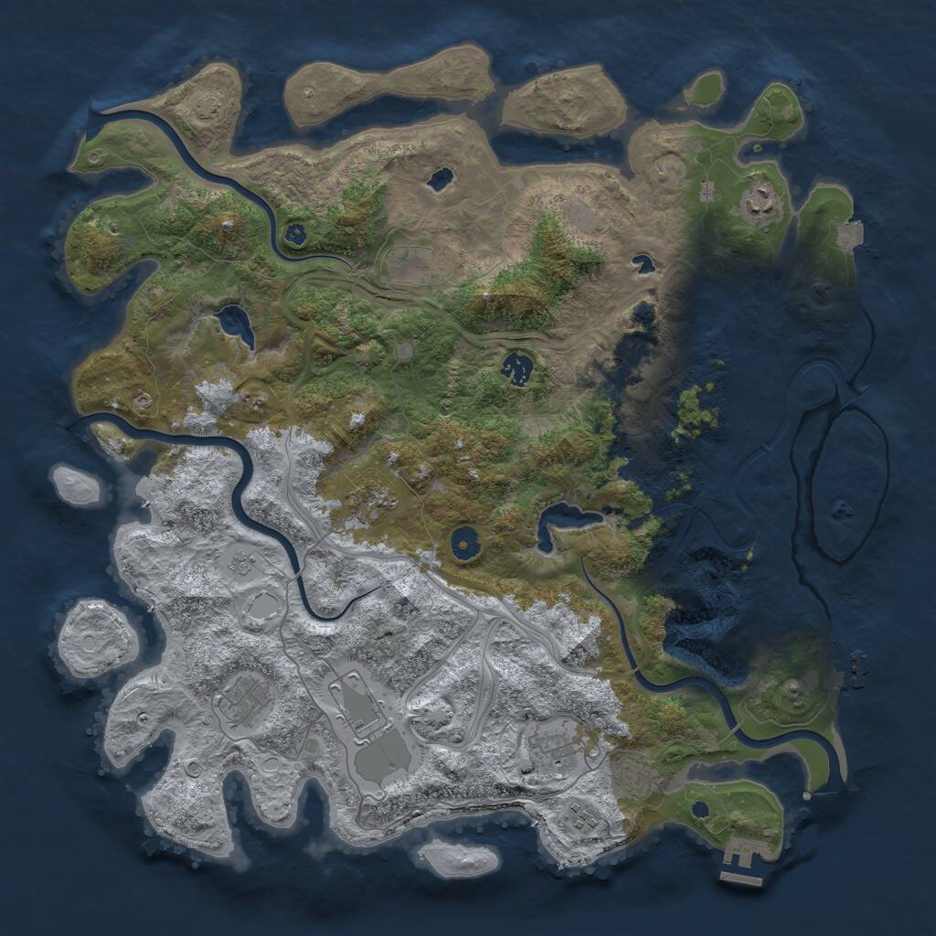 Rust Map: Procedural Map, Size: 4500, Seed: 1607737225, 16 Monuments