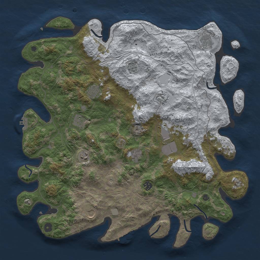 Rust Map: Procedural Map, Size: 4450, Seed: 1025246004, 19 Monuments