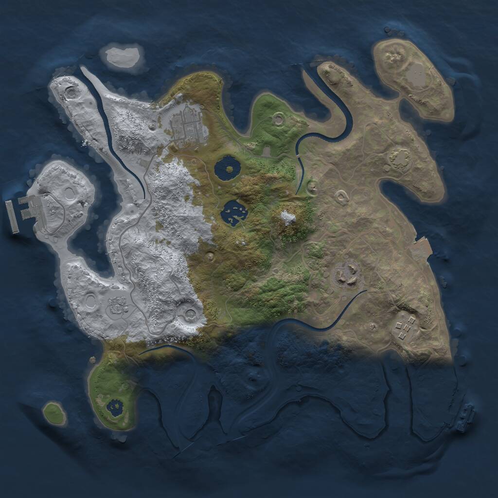 Rust Map: Procedural Map, Size: 3000, Seed: 105992140, 10 Monuments