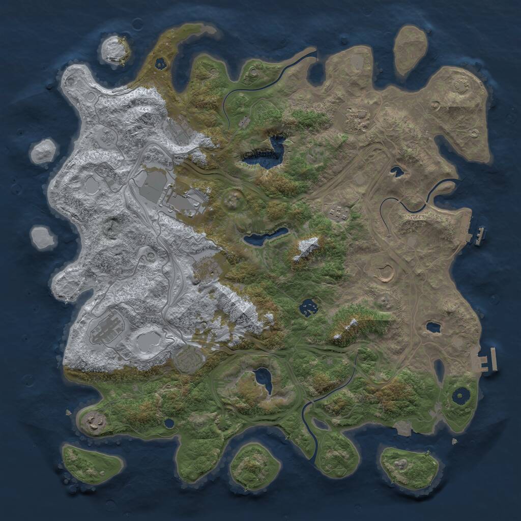 Rust Map: Procedural Map, Size: 4500, Seed: 6519, 16 Monuments