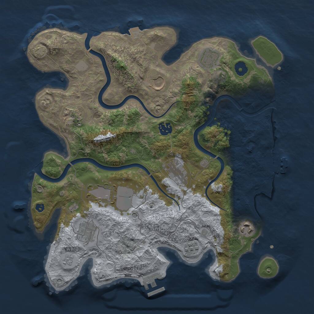 Rust Map: Procedural Map, Size: 3500, Seed: 3424980, 15 Monuments