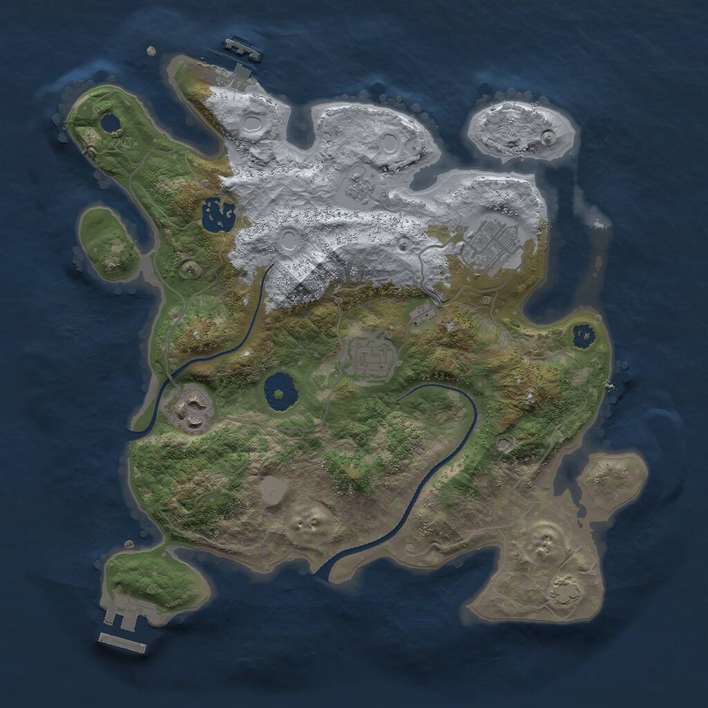 Rust Map: Procedural Map, Size: 3000, Seed: 300355, 9 Monuments
