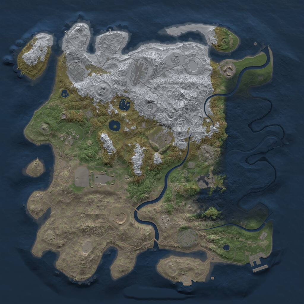 Rust Map: Procedural Map, Size: 3950, Seed: 73076430, 16 Monuments