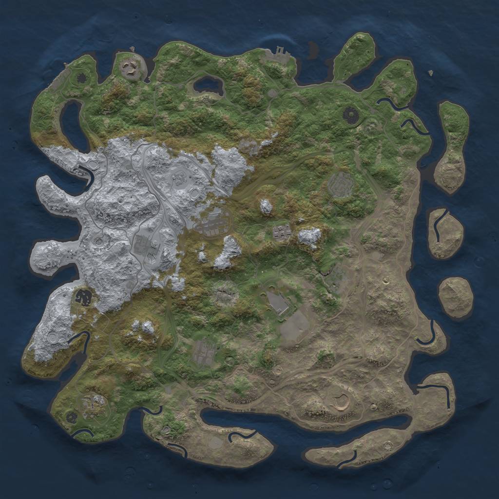 Rust Map: Procedural Map, Size: 4500, Seed: 1450108711, 20 Monuments