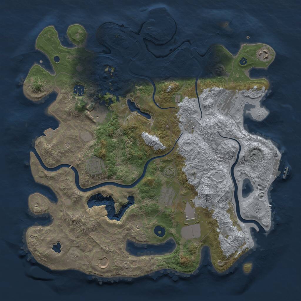 Rust Map: Procedural Map, Size: 4000, Seed: 648987431, 15 Monuments