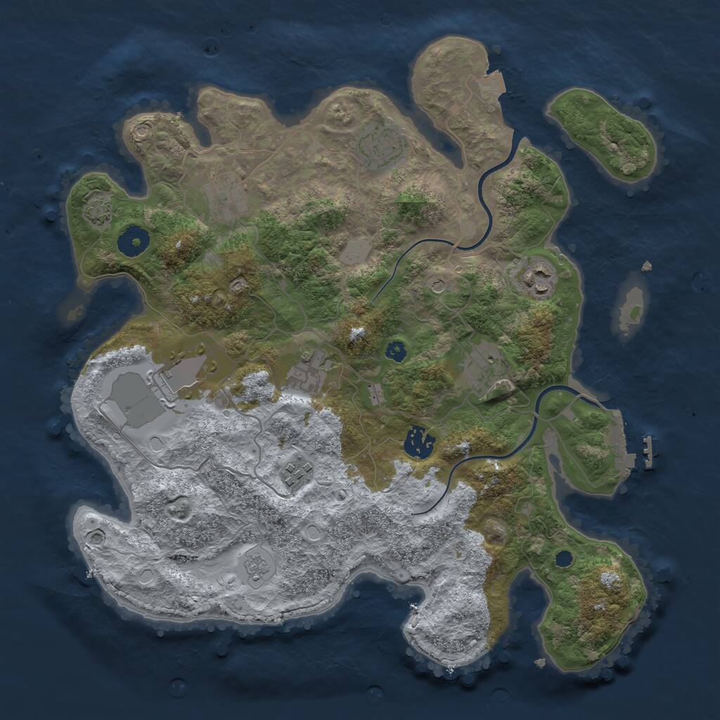 Rust Map: Procedural Map, Size: 3500, Seed: 1359506563, 13 Monuments