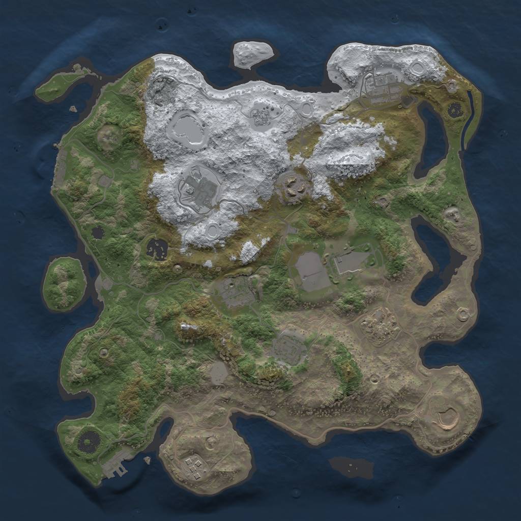 Rust Map: Procedural Map, Size: 3500, Seed: 1524959088, 18 Monuments