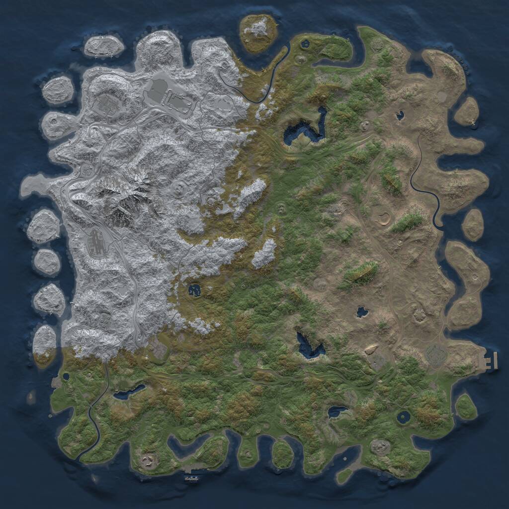 Rust Map: Procedural Map, Size: 6000, Seed: 324234234, 17 Monuments