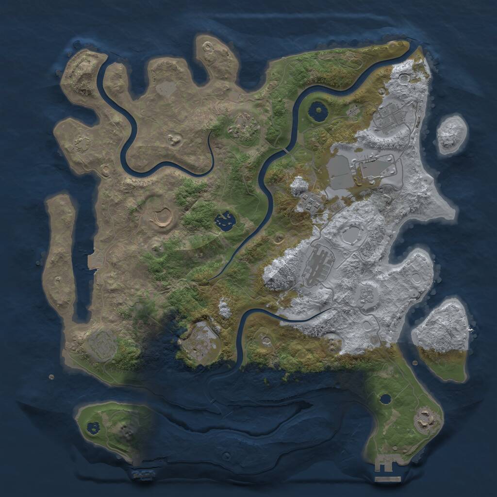 Rust Map: Procedural Map, Size: 3850, Seed: 177154145, 16 Monuments