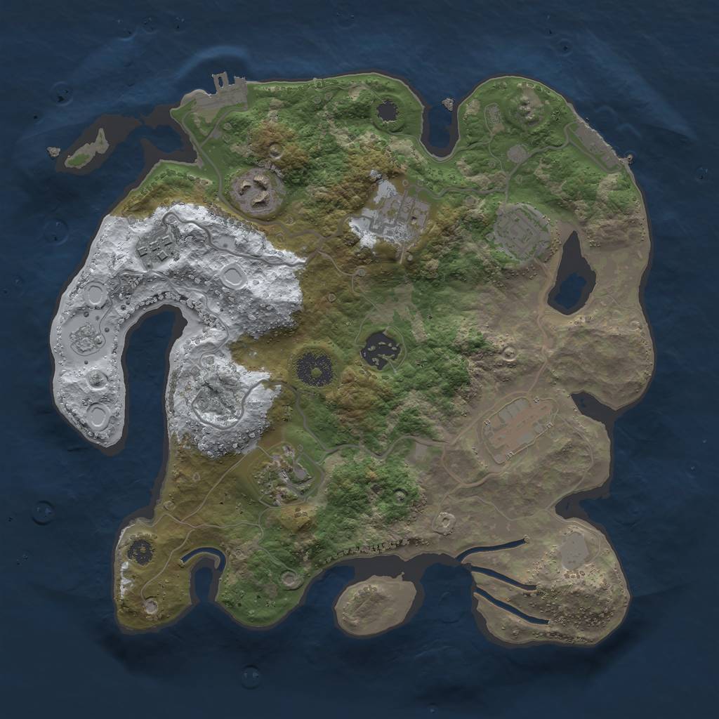 Rust Map: Procedural Map, Size: 3000, Seed: 13476, 15 Monuments