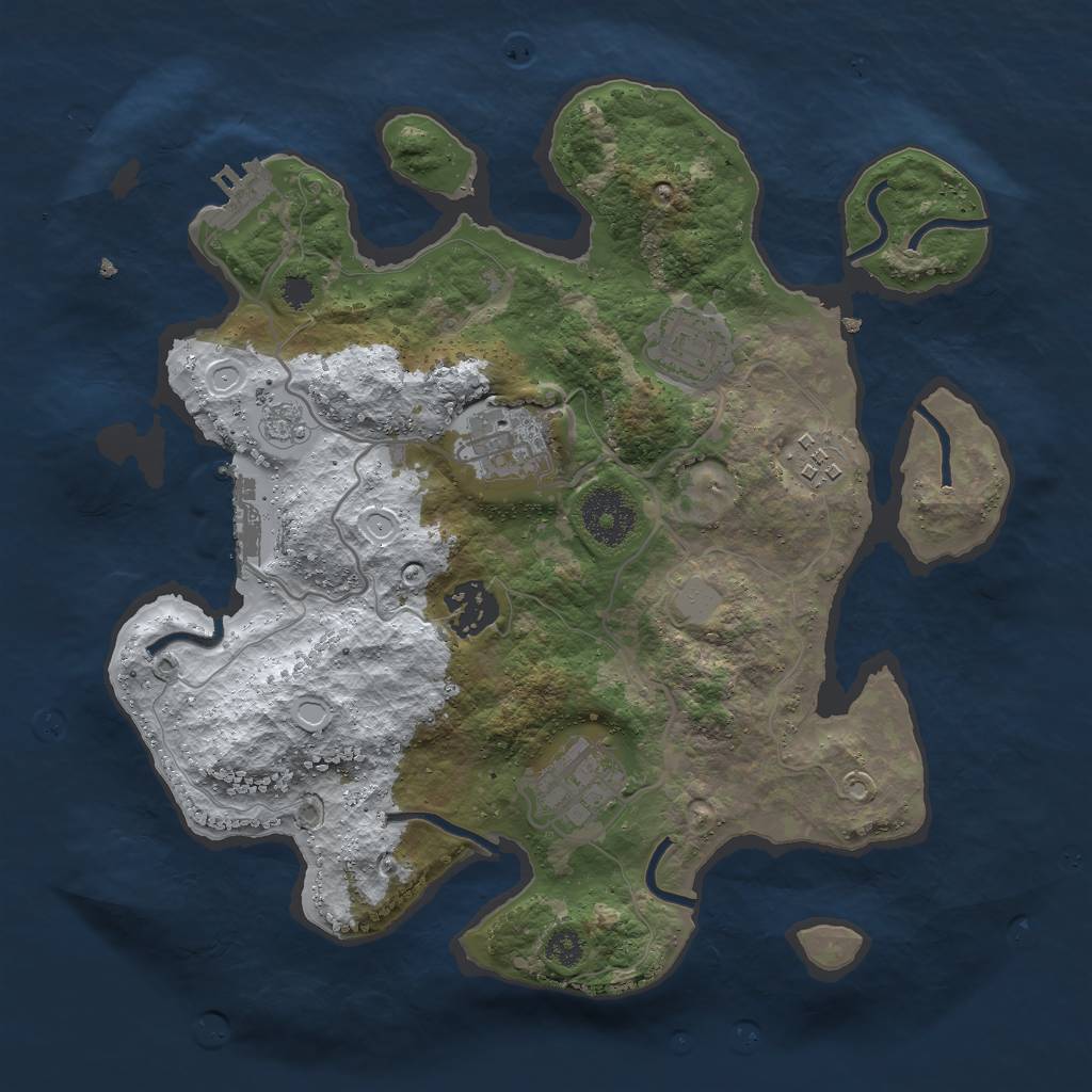 Rust Map: Procedural Map, Size: 3000, Seed: 452214, 13 Monuments