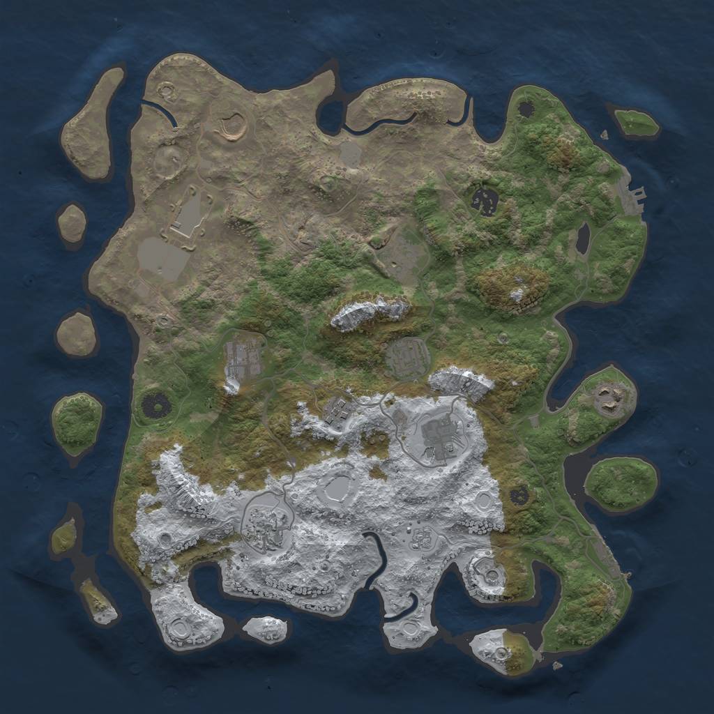 Rust Map: Procedural Map, Size: 3850, Seed: 1641476915, 19 Monuments