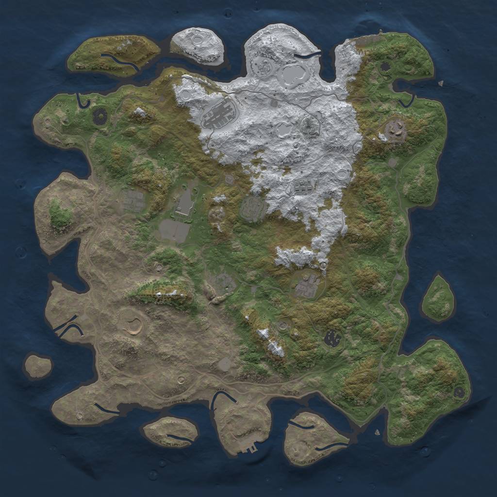 Rust Map: Procedural Map, Size: 4500, Seed: 5797624, 19 Monuments