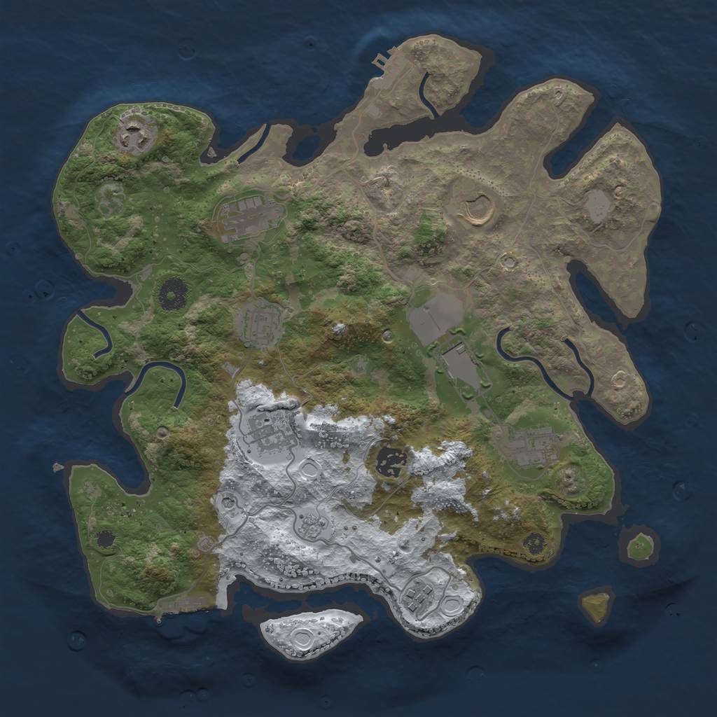 Rust Map: Procedural Map, Size: 3500, Seed: 344591, 18 Monuments