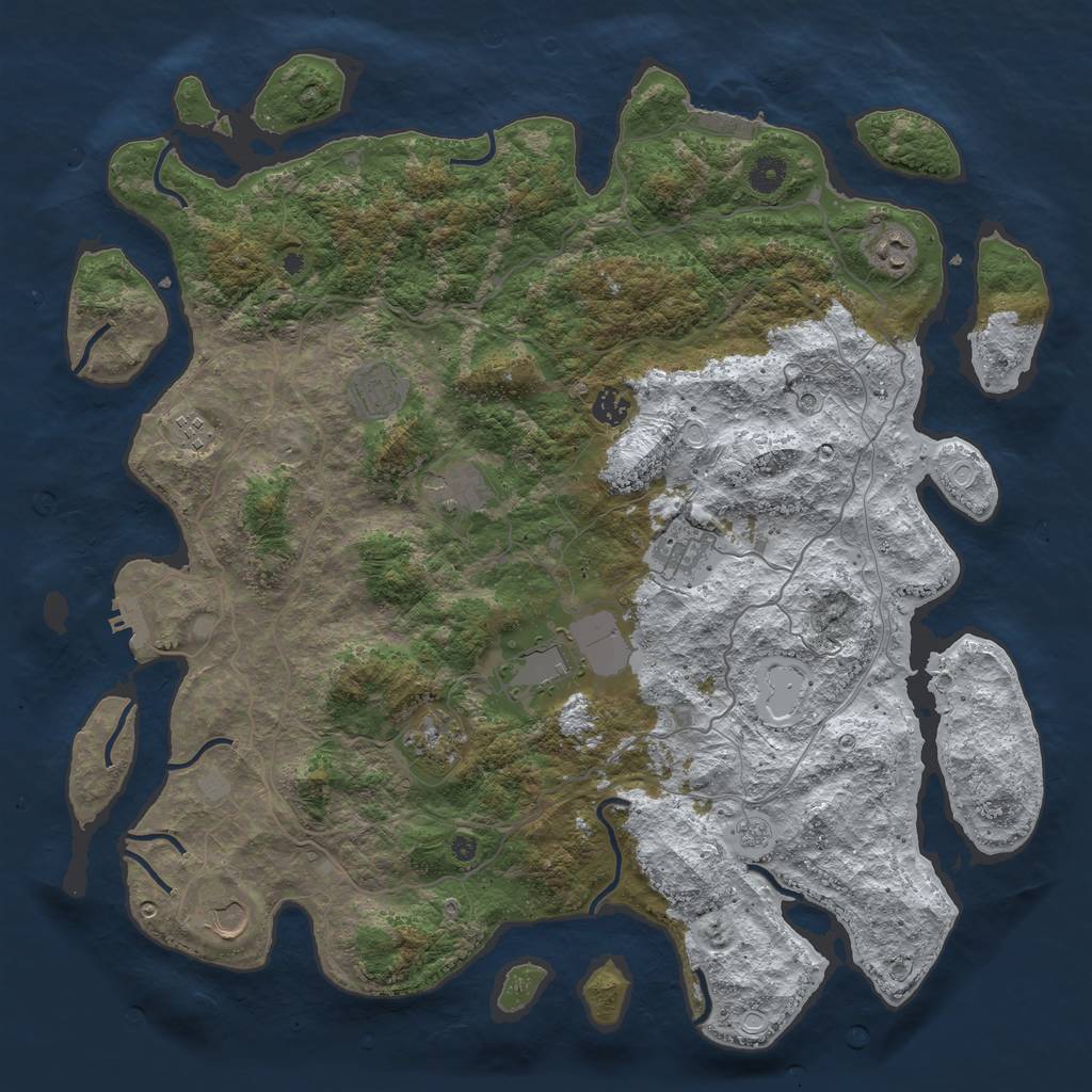 Rust Map: Procedural Map, Size: 4400, Seed: 707672517, 18 Monuments