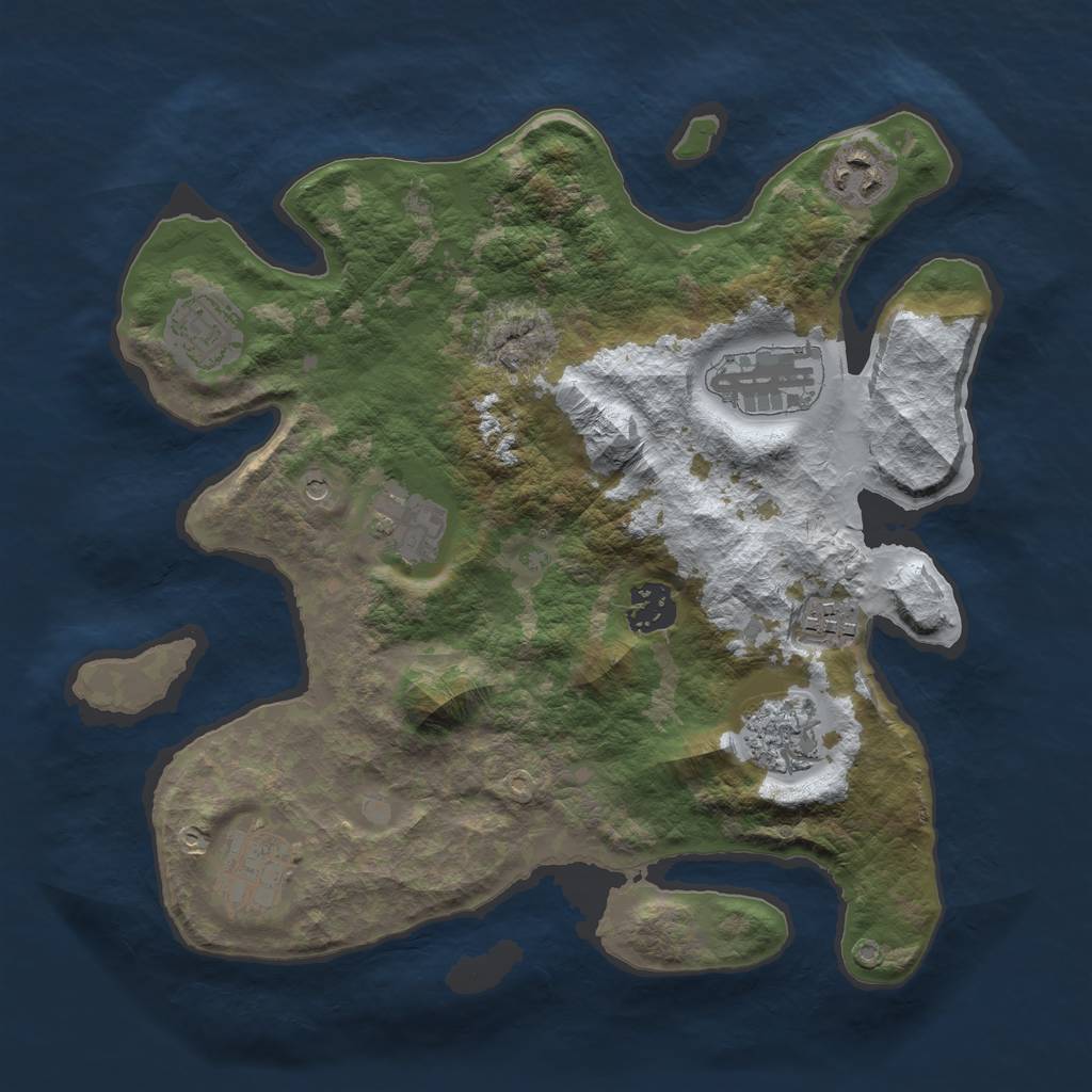 Rust Map: Barren, Size: 3200, Seed: 1337, 11 Monuments