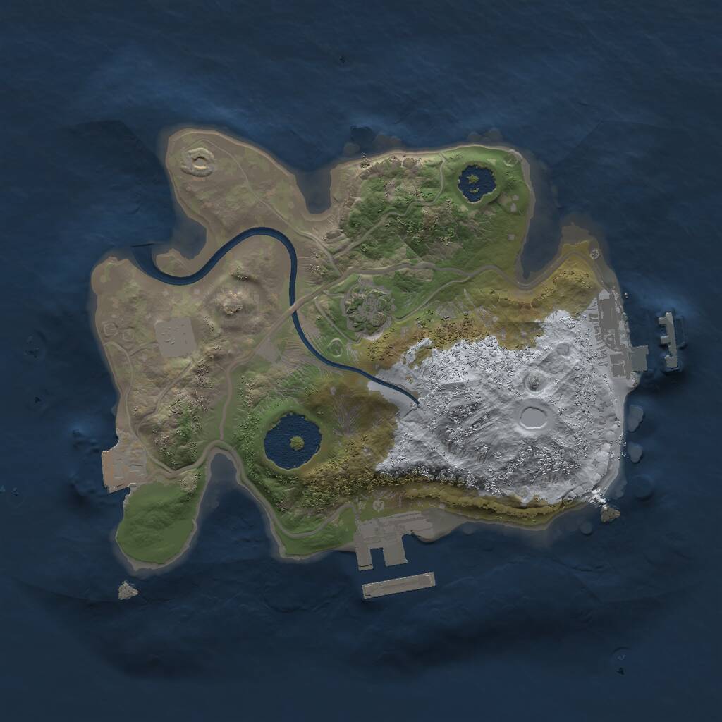 Rust Map: Procedural Map, Size: 2000, Seed: 1461552919, 4 Monuments