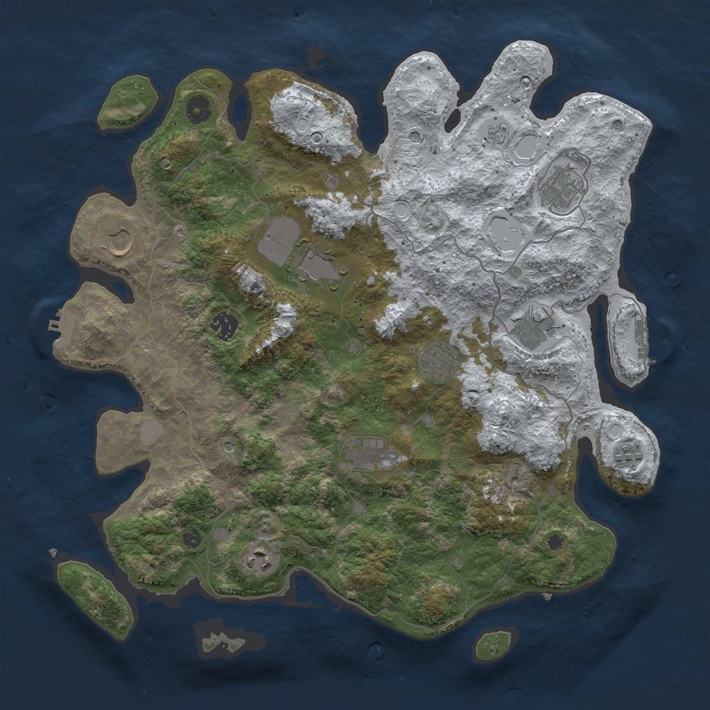 Rust Map: Procedural Map, Size: 4000, Seed: 747066793, 18 Monuments