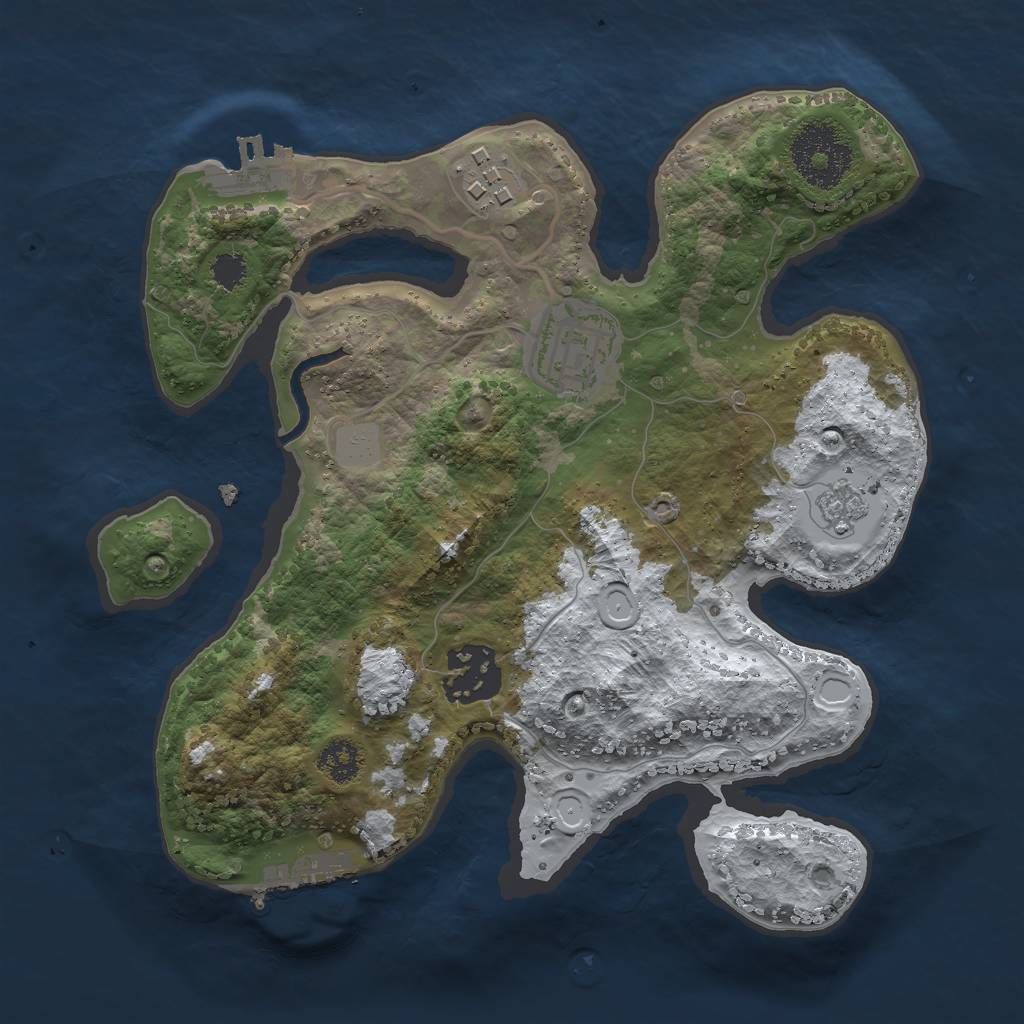 Rust Map: Procedural Map, Size: 2500, Seed: 3666152, 11 Monuments