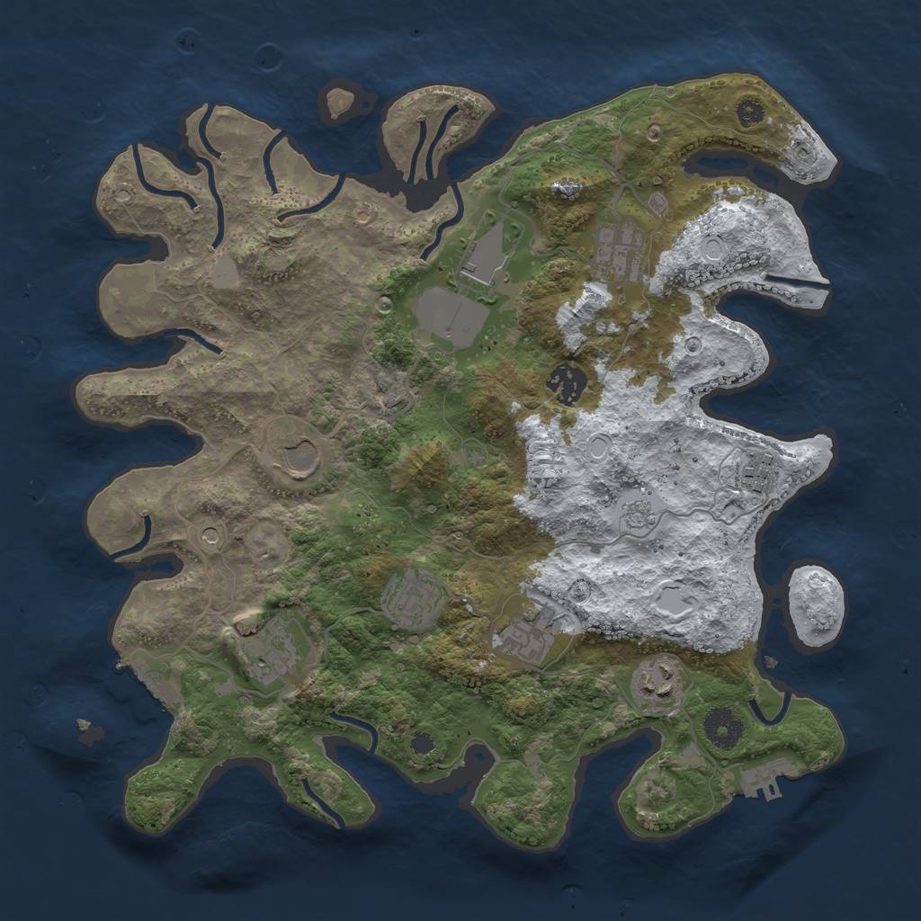 Rust Map: Procedural Map, Size: 3500, Seed: 1878980378, 18 Monuments