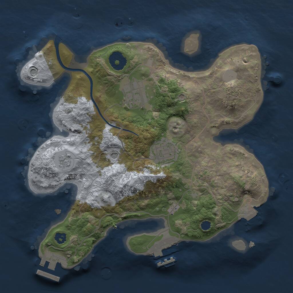 Rust Map: Procedural Map, Size: 2500, Seed: 2875992, 7 Monuments