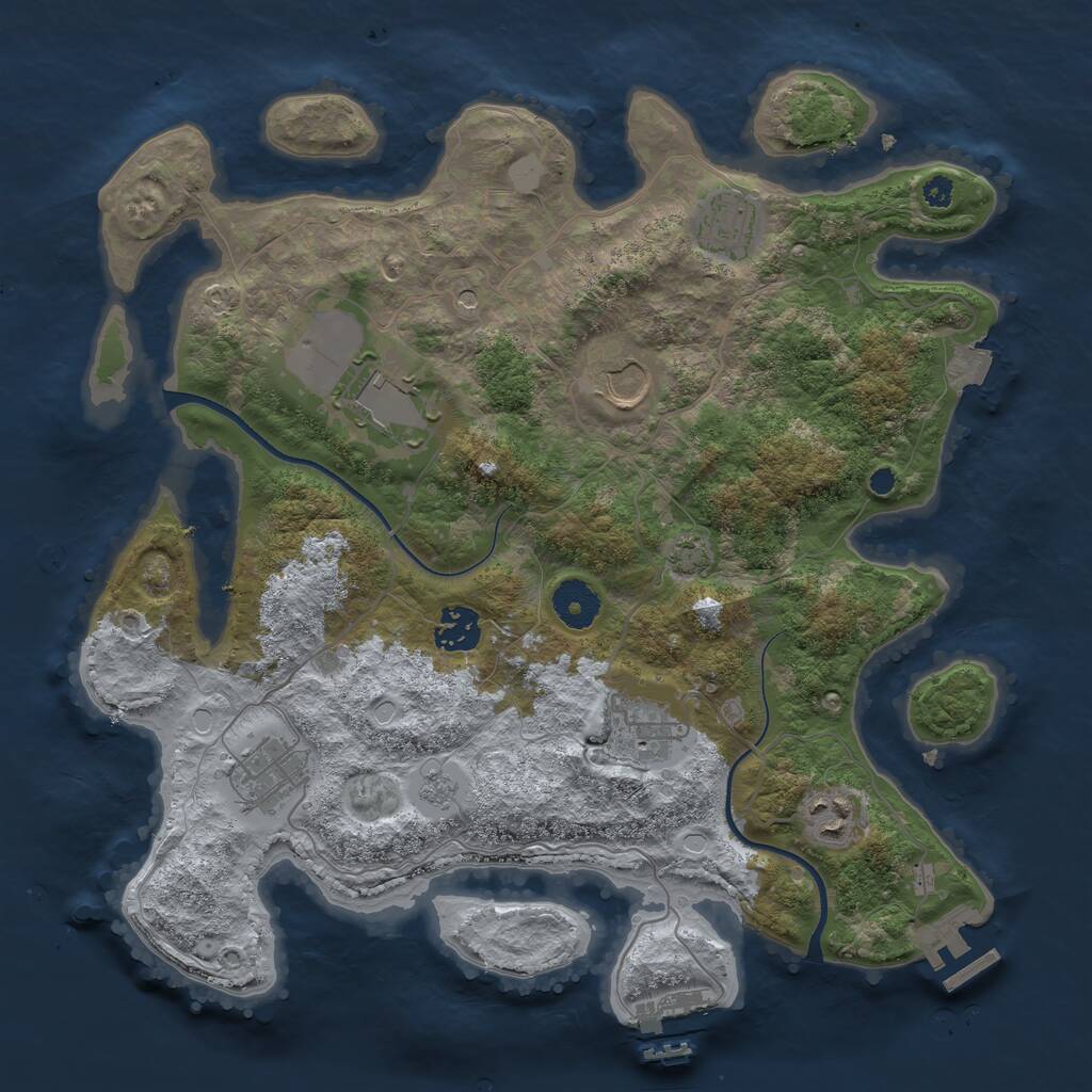 Rust Map: Procedural Map, Size: 3500, Seed: 1048110151, 13 Monuments