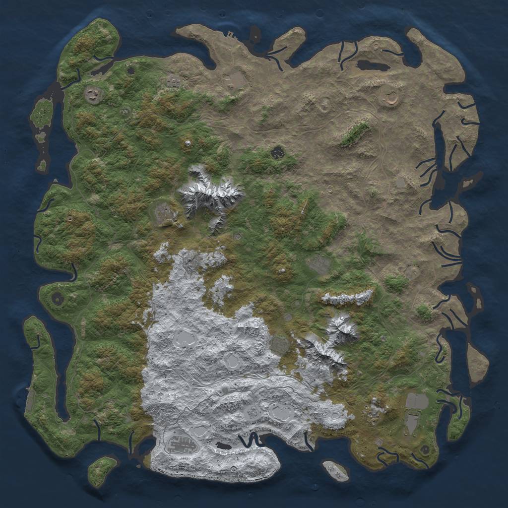 Rust Map: Procedural Map, Size: 6000, Seed: 458694, 20 Monuments