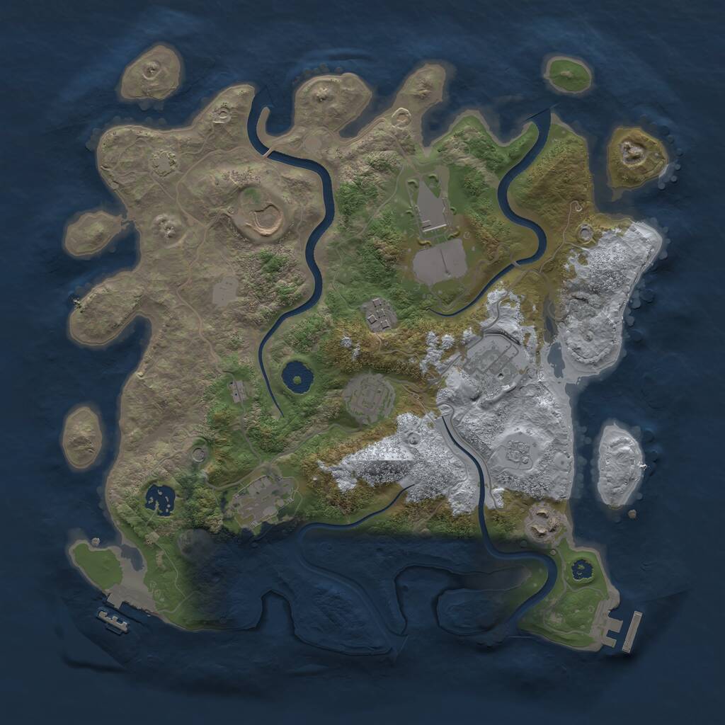 Rust Map: Procedural Map, Size: 3500, Seed: 1115321206, 14 Monuments