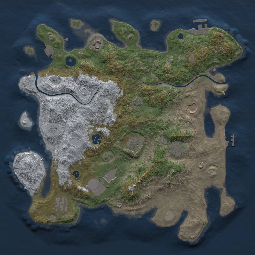 Rust Map: Procedural Map, Size: 3700, Seed: 760417773, 14 Monuments