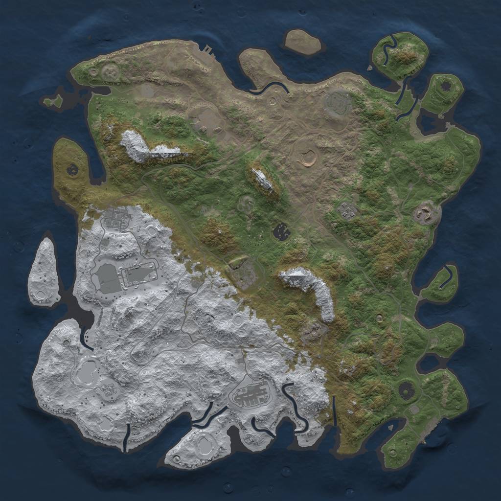 Rust Map: Procedural Map, Size: 4500, Seed: 1845946286, 19 Monuments