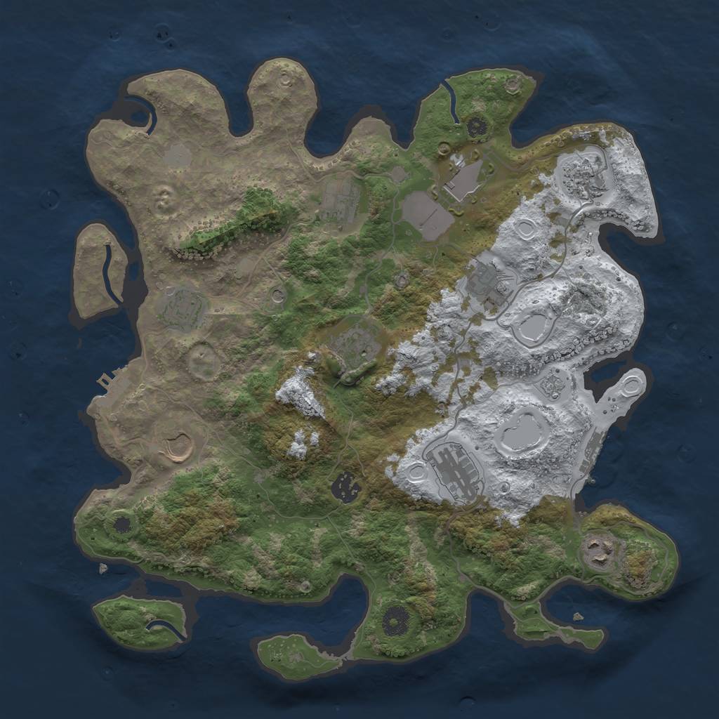 Rust Map: Procedural Map, Size: 3700, Seed: 38, 19 Monuments