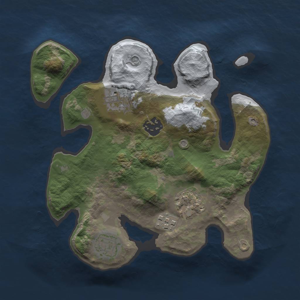 Rust Map: Barren, Size: 2500, Seed: 2147483645, 8 Monuments
