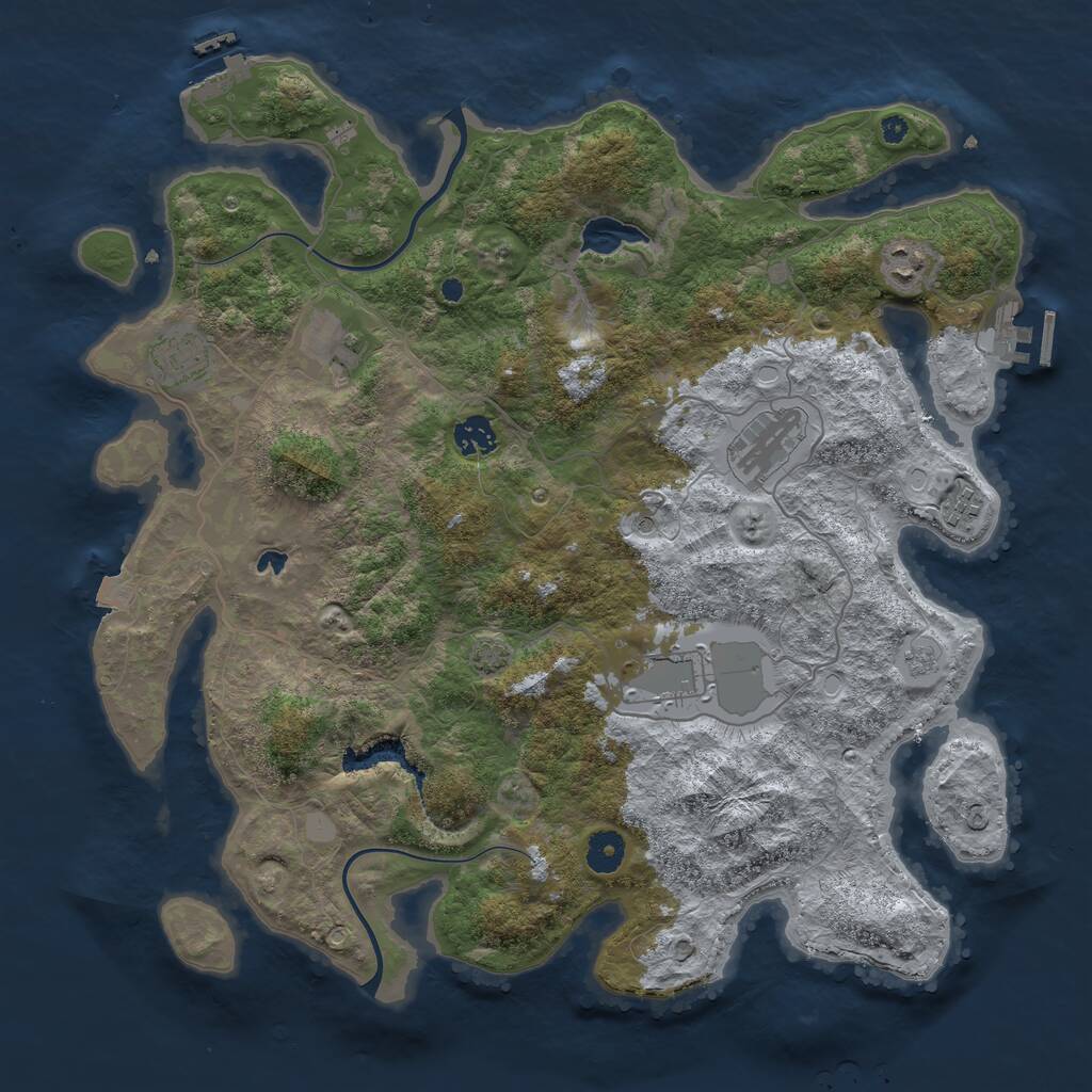 Rust Map: Procedural Map, Size: 4000, Seed: 1297793987, 13 Monuments