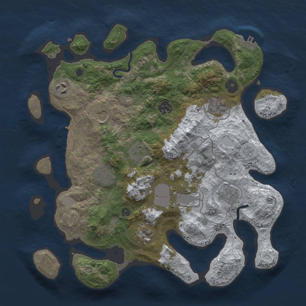 Rust Map: Procedural Map, Size: 3500, Seed: 341474, 18 Monuments