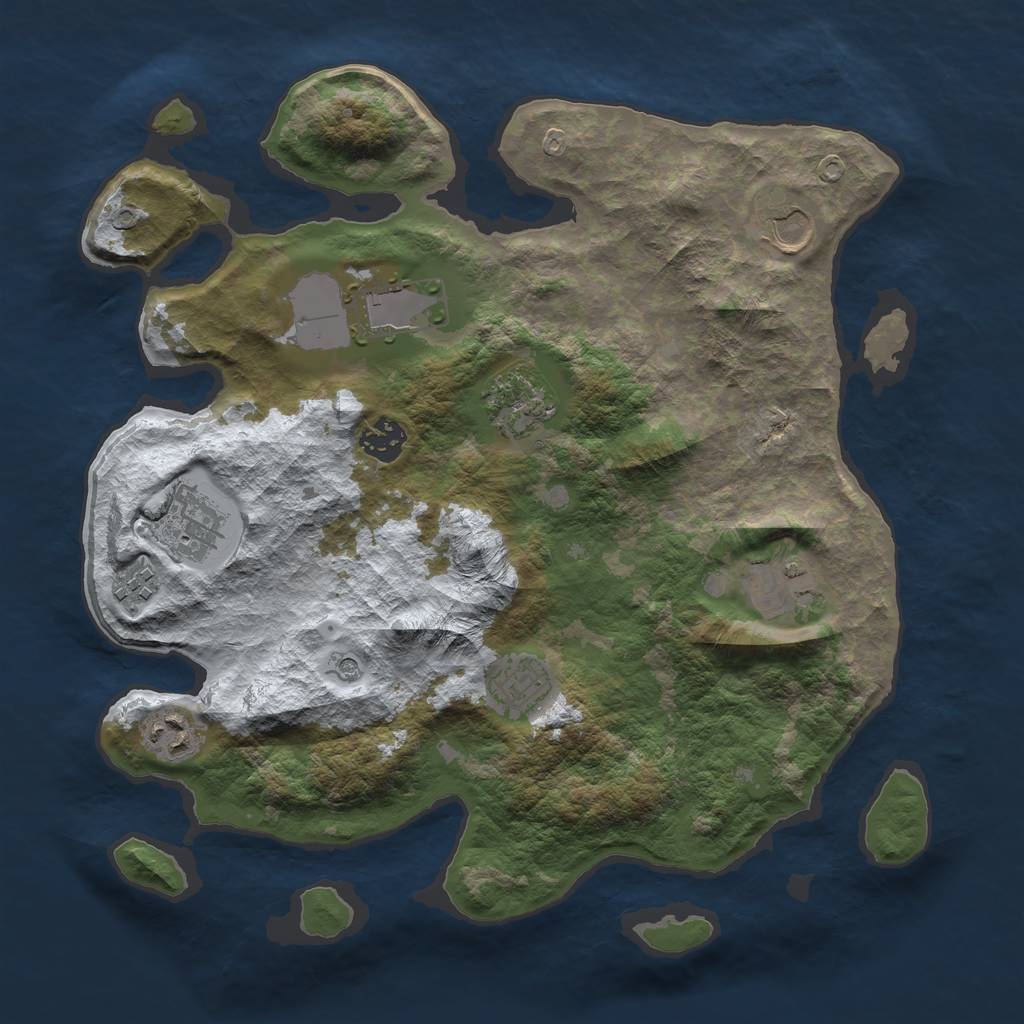 Rust Map: Barren, Size: 3500, Seed: 919840269, 12 Monuments
