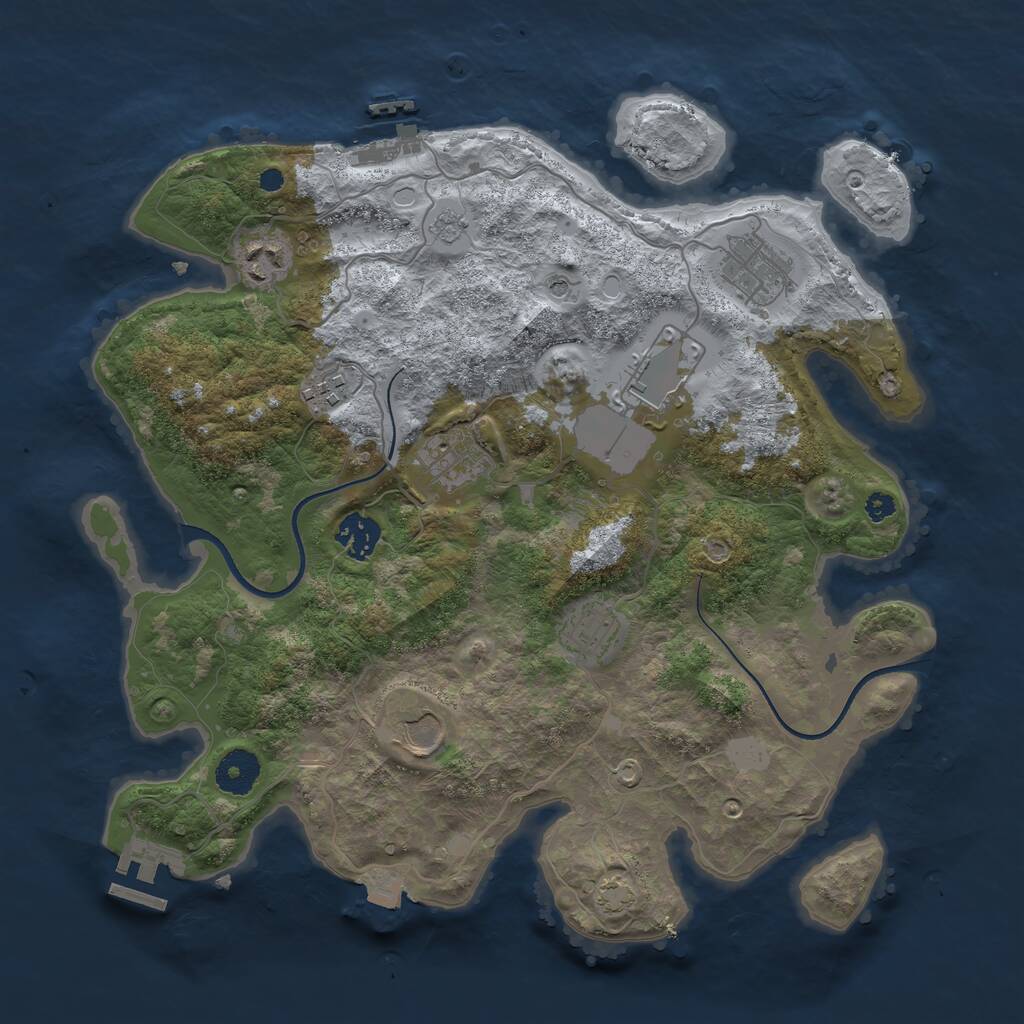 Rust Map: Procedural Map, Size: 3500, Seed: 2007708147, 14 Monuments